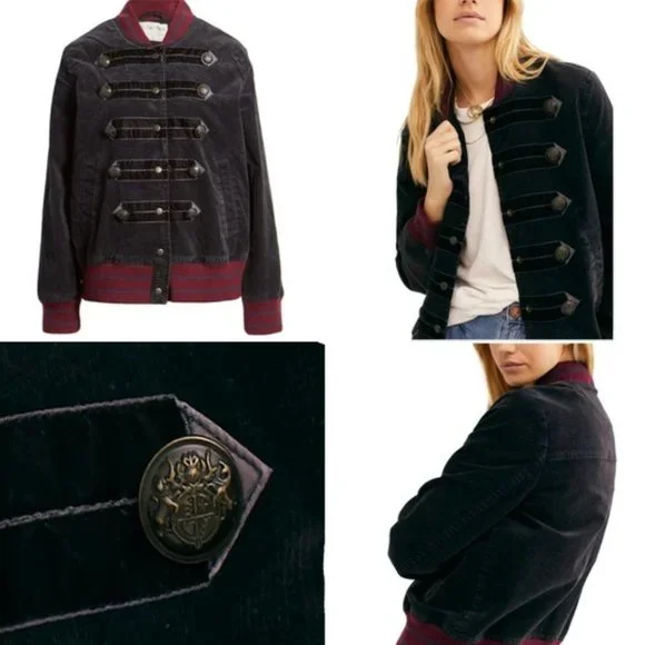 We the Free People Atlas Vintage Corduroy Bomber Jacket XS Military - Picture 3 of 14